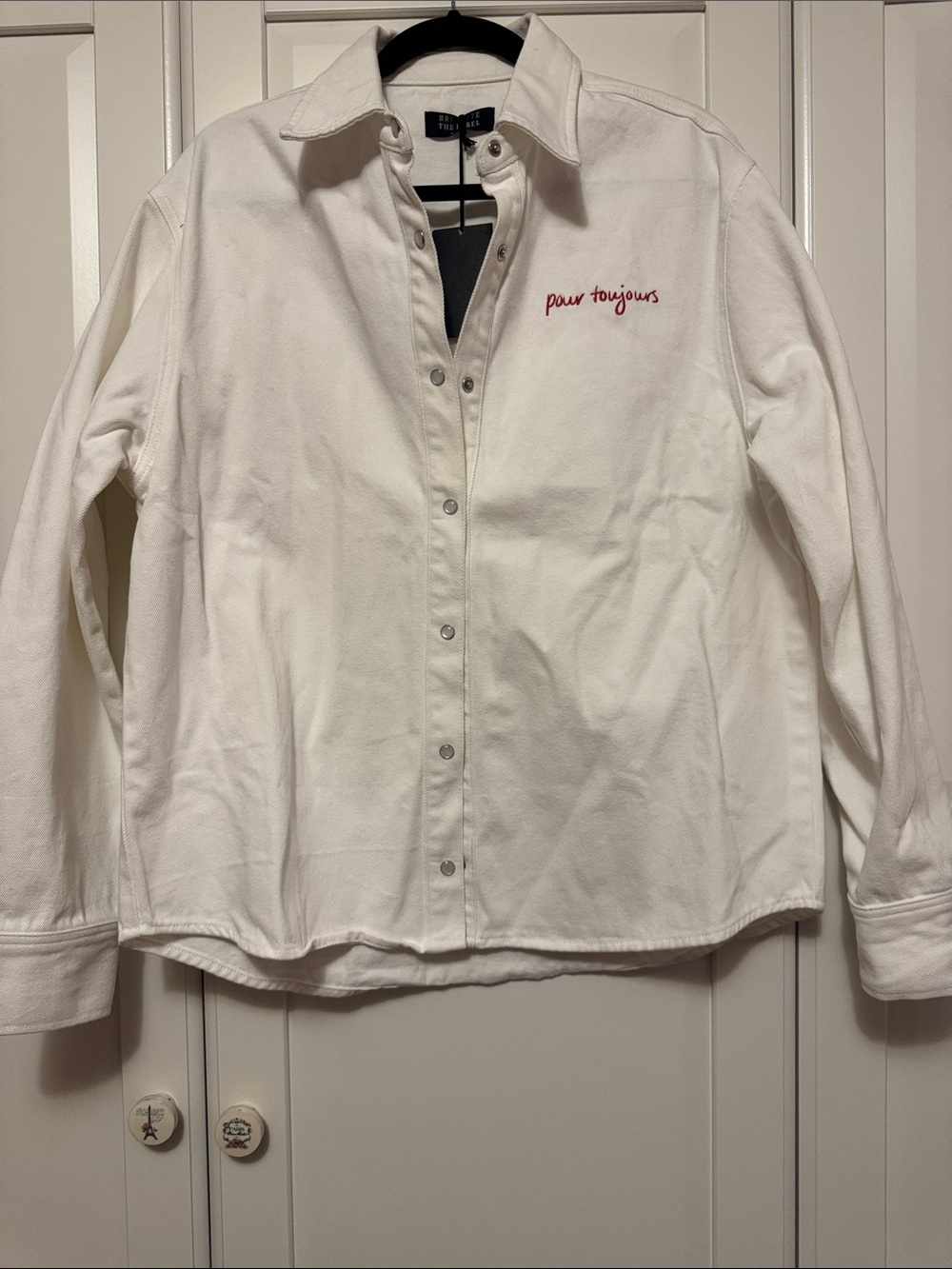 Brunette the Label Denim White Shirt Jacket